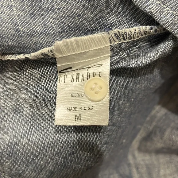 CP shades linen denim ruffle button down shirt - size M - Picture 5 of 8